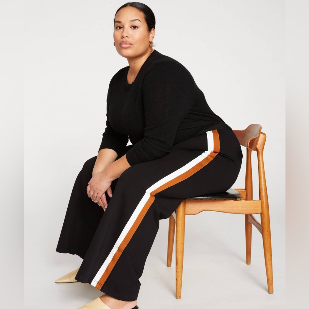 Universal Standard 2X wide-leg ponte pant with white and ochre stripe - NWT